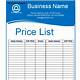 Price List Template Word