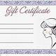 Printable Hair Salon Gift Certificate Template Free