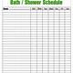 Printable Shower Schedule Template