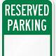 Reserved Parking Signs Template