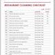 Restaurant Cleaning Checklist Template Excel