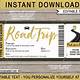Road Trip Ticket Template Free
