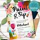 Sip And Paint Invitation Template Free