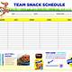 Snack Schedule Template Free