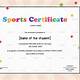 Sports Certificate Template