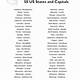 State Capitals Printable List