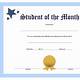 Student Of The Month Certificate Template Free