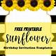Sunflower Birthday Invitation Template Free