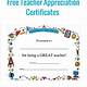 Teacher Appreciation Certificate Free Printable