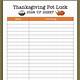 Thanksgiving Potluck Sign Up Sheet Template Free