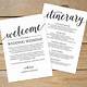 Wedding Welcome Itinerary Template