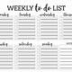 Week To Do List Template
