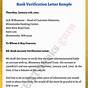 Sample Bank Account Verification Letter