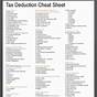 Printable Tax Deduction Cheat Sheet