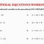 Literal Equations Worksheet #1