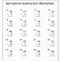 Easy Spring Subtraction Worksheet