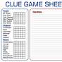 Printable Clue Game Sheets