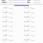 Exponents And Square Roots Worksheets