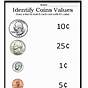 Identifying Coins Worksheets