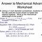 Mechanical Advantage Worksheet Answers