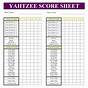 Yahtzee Score Sheet Printable