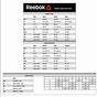 Reebok Size Chart Women's