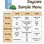 Food Menu Template For Daycare