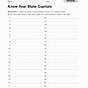 States And Capitals Test Printable Free