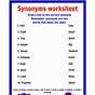 Synonyms Worksheets Grade 4