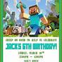 Minecraft Theme Birthday Invitation