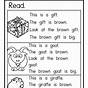 Free Printable Kindergarten Reading Worksheet