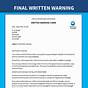 Sample Final Warning Letter To Employee