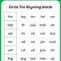 Rhyming Words For First Graders