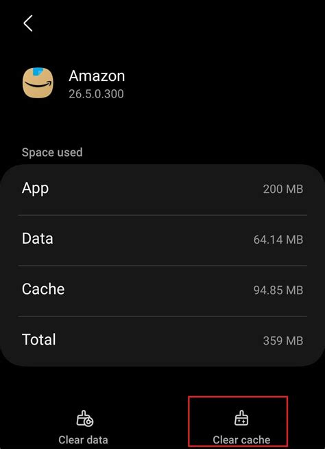 amazon app not working clear cache
