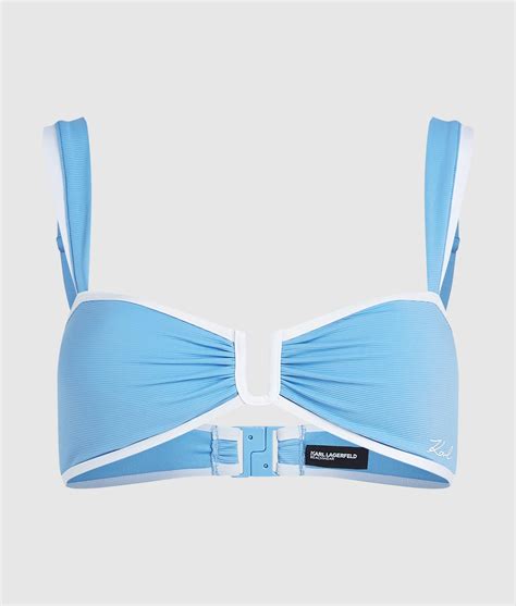 Signature piped bandeau bikini top | Silver Lake Blue | Women | KARL ...