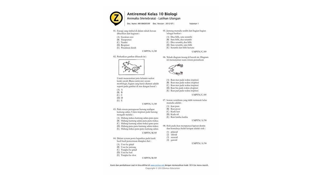 Soal Biologi Kelas 10 Semester 2 PTS