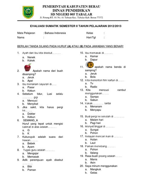 soal pilihan ganda bahasa indonesia kelas 9 semester 1