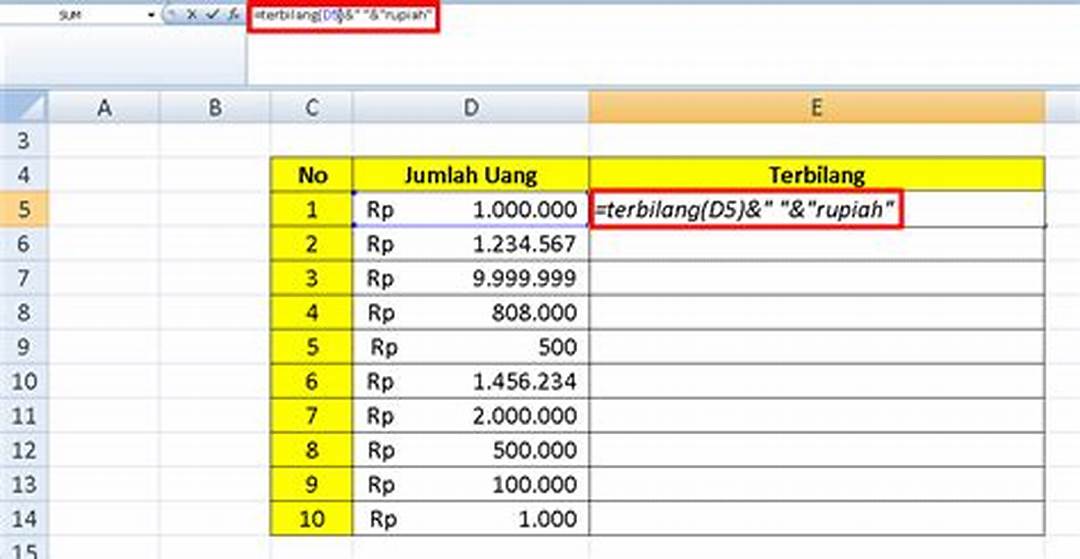 Rumus Terbilang Excel Indonesia