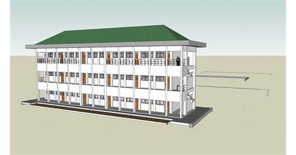 3D model bangunan 3 lantai