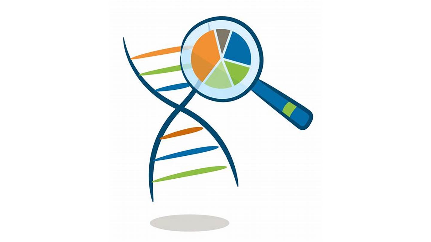 Family Tree with Magnifying Glass and DNA Helix