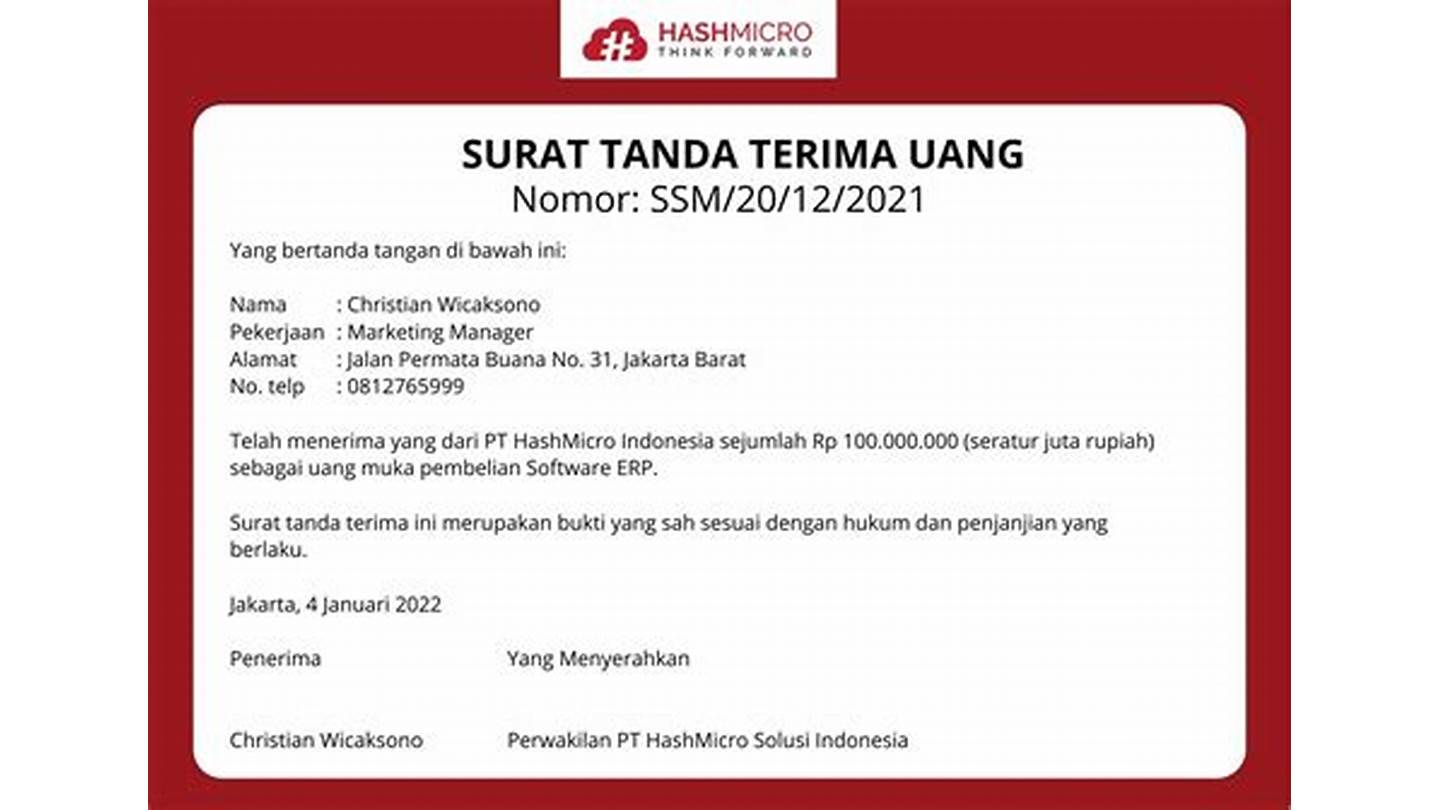 Tanda Terima Uang Excel Indonesia