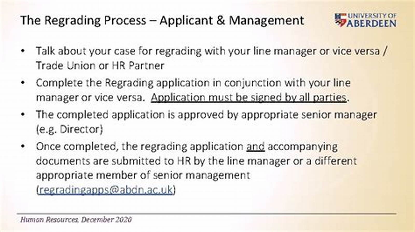 Regrading Process