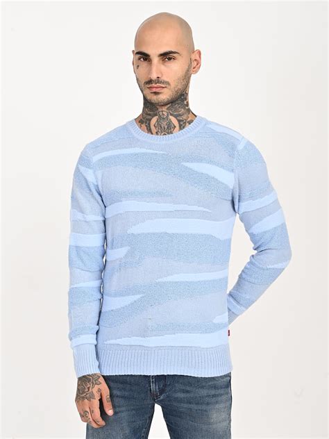Men's Abstract Light Blue Crew Neck Sweater – Levis India Store