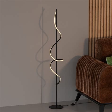 Infibrite Abstract 51-in Black Standard Floor Lamp with in the Floor ...