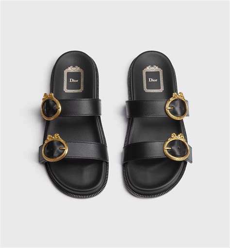 Dior Médaillon Slide Black Calfskin | DIOR