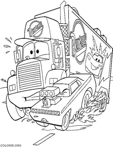 Mack Sendo Ultrapassado Por Carro Veloz Desenho Para Colorir