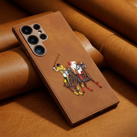 Brown Leather Dual Horse Rider Ornamented for Samsung S24 Ultra – The Hatke