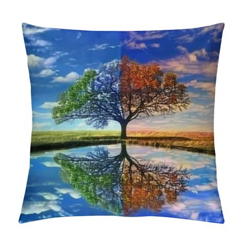 Bciig Trees Water Sky Graphic Decorative Cushion Throw Pillow Cover For