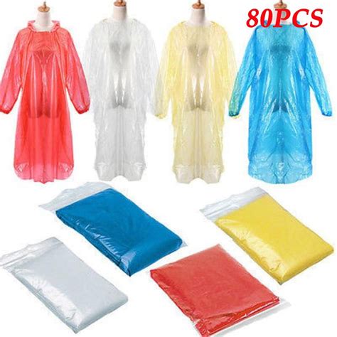 Pack Disposable Rain Ponchos For Adults Waterproof Raincoats Family Pack With Hood Portable