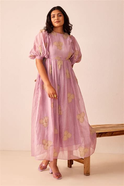 Shop For These Amazing Collections Of Purple Chanderi Silk Embroidered Floral Motifs Round Zoe